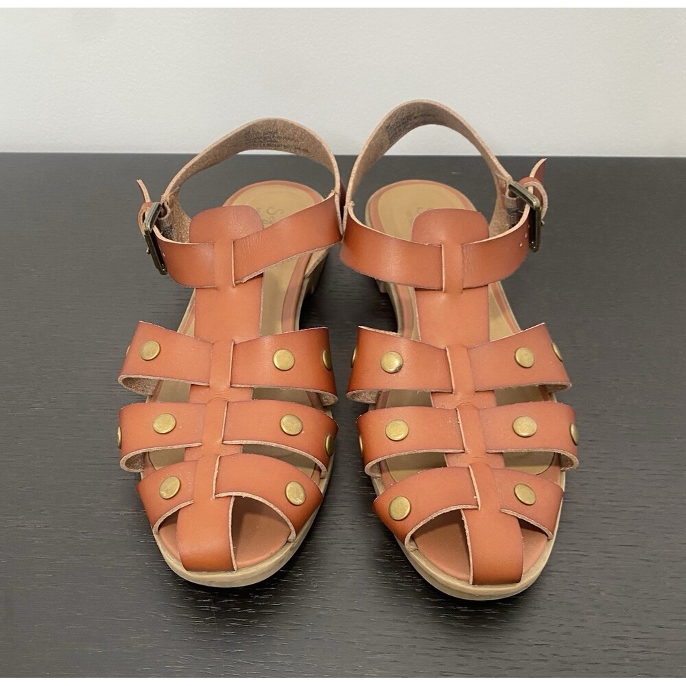 Seychelles Leather Sandals Debby Size 9 Brown Leather Studded Gladiator Shoes